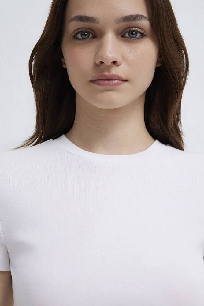 Kadın Yuvarlak Yaka Tişört 1600814-620 Beyaz 