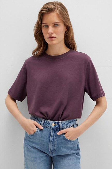 Kadın Yuvarlak Yaka Tişört 1600955-70434 Bordo (2)