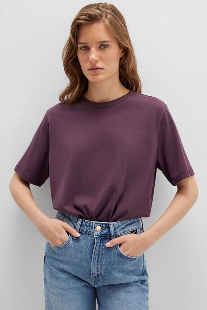 Kadın Yuvarlak Yaka Tişört 1600955-70434 Bordo 