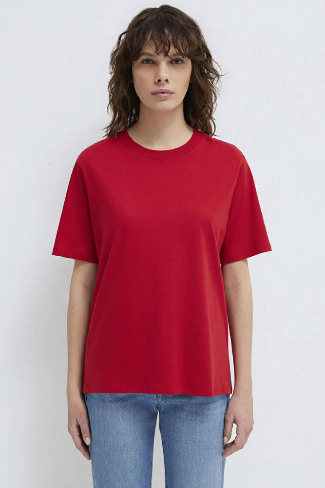 Kadın Yuvarlak Yaka Tişört 1600955-86417 Kırmızı 