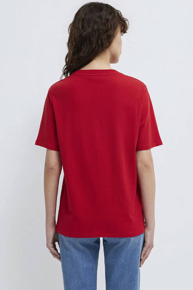 Kadın Yuvarlak Yaka Tişört 1600955-86417 Kırmızı 