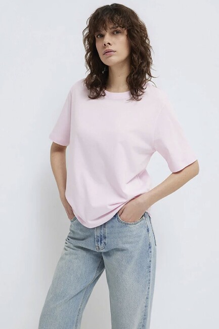 Kadın Yuvarlak Yaka Tişört 1600955-89200 Pembe (2)