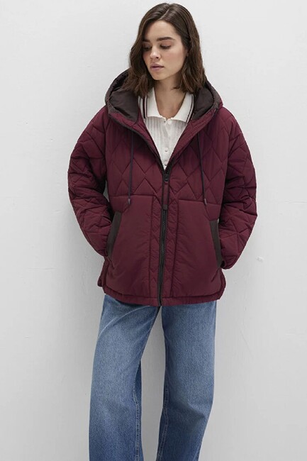 Kapüşonlu Ceket 1110499-90705 Bordo (1)