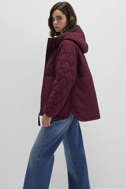 Kapüşonlu Ceket 1110499-90705 Bordo (2)