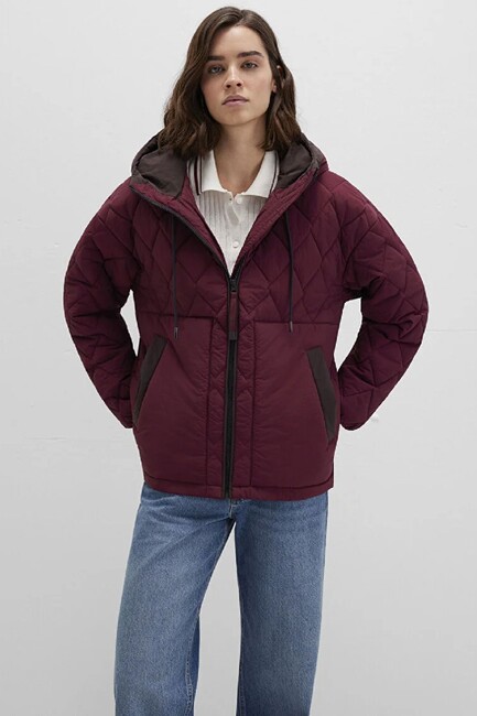 Kapüşonlu Ceket 1110499-90705 Bordo (3)