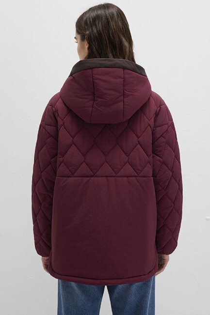 Kapüşonlu Ceket 1110499-90705 Bordo - Thumbnail