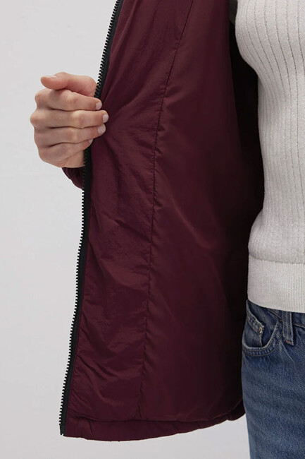 Kapüşonlu Ceket 1110499-90705 Bordo - Thumbnail