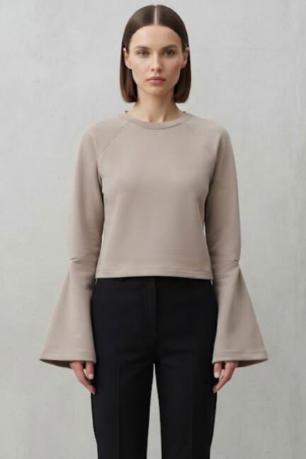Kasha Kadın Modal Reglan Kol Sweat 27KSW013-1 Bej 