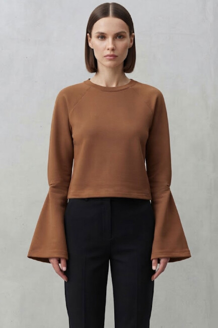 Kasha Kadın Modal Reglan Kol Sweat 27KSW013-1 Kahve 