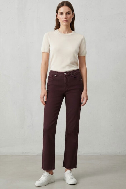 Kasha Kadın Püskül Bol Paça Jean 27KPA804-1 Bordo 