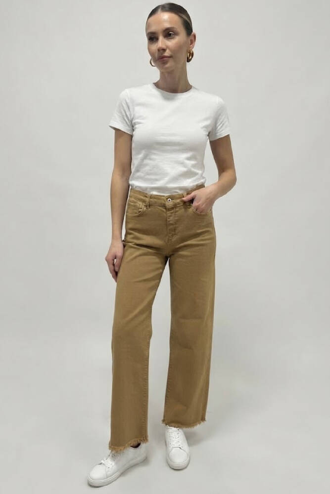 Kasha Kadın Püskül Bol Paça Jean 27KPA804-1 Camel  - 1
