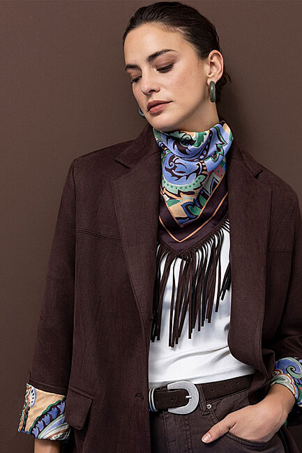 Kasha Kadın Süet Blazer Ceket 27KCK004-1 Kahve (1)