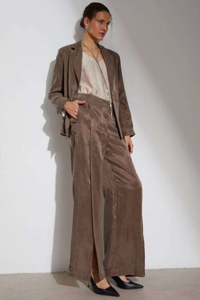 Kasha Kadın Tencel Ceket 26YC008 Kahve - 1