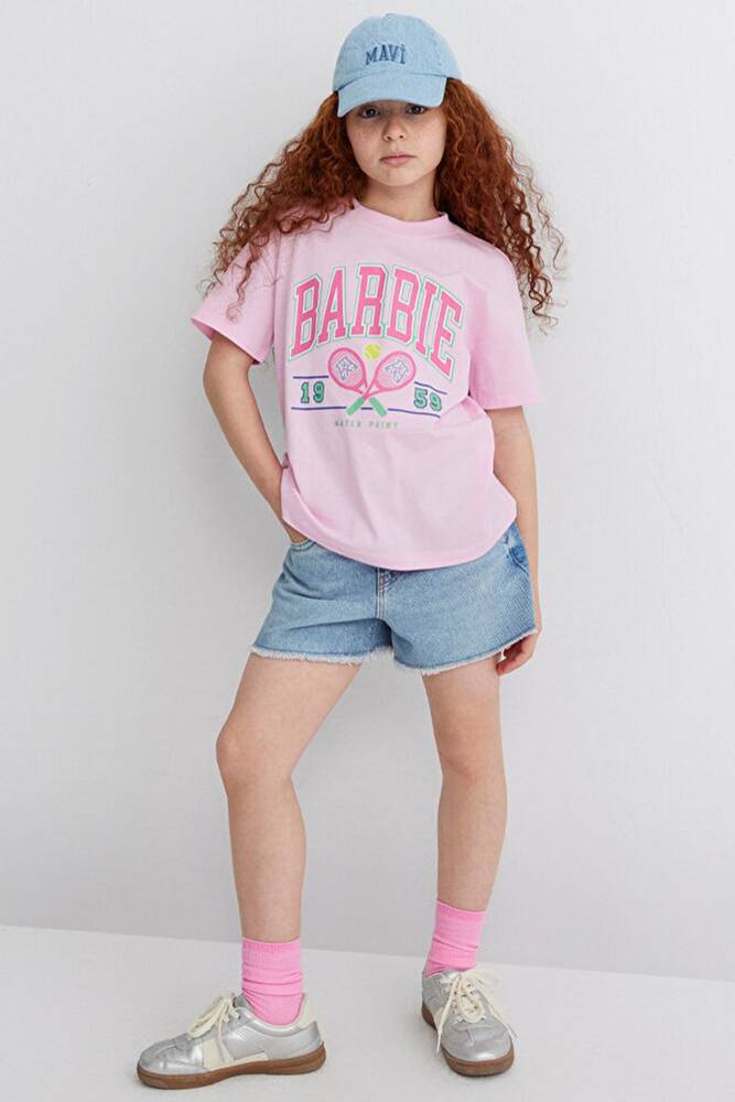 Kız Çocuk Barbie Baskılı Tişört 7610312-86959 Pembe 