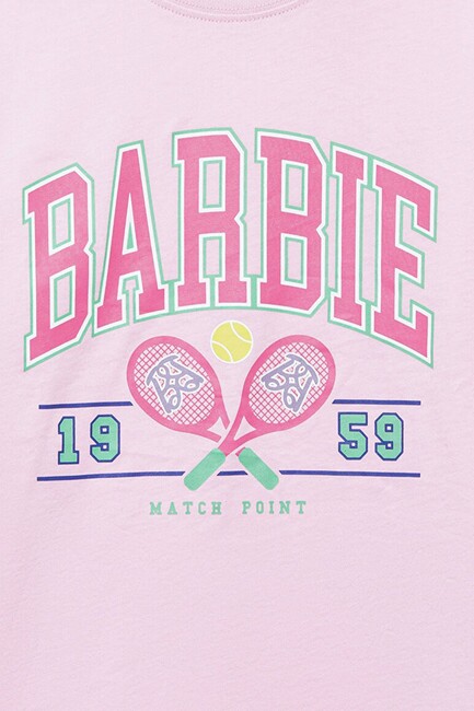 Kız Çocuk Barbie Baskılı Tişört 7610312-86959 Pembe - Thumbnail