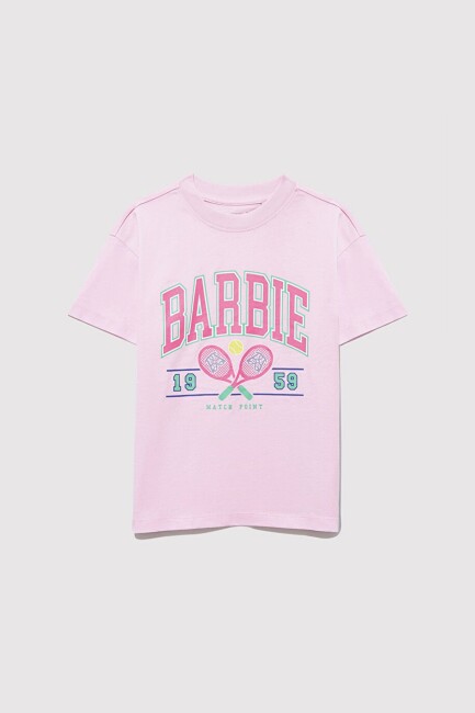 Kız Çocuk Barbie Baskılı Tişört 7610312-86959 Pembe  (1)