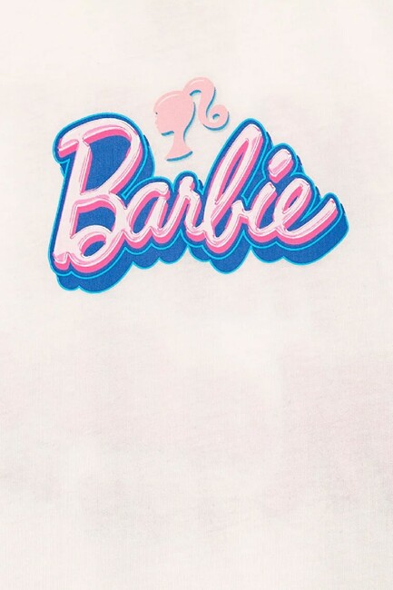Kız Çocuk Barbie Baskılı Tişört 7610453-70057 Ekru (3)