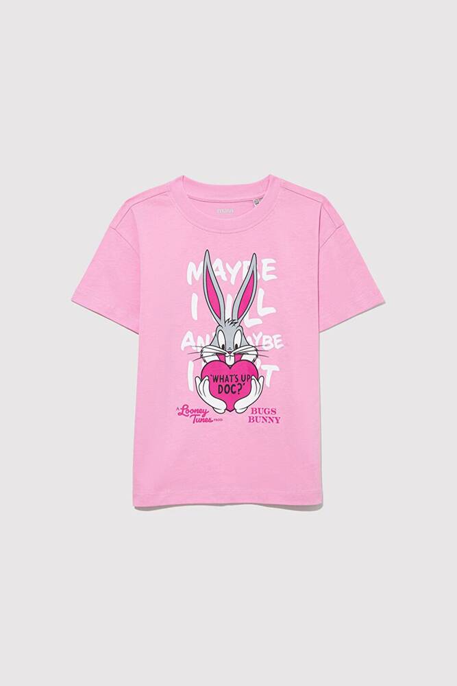 Kız Çocuk Bugs Bunny Baskılı Tişört 7610303-71038 Pembe 