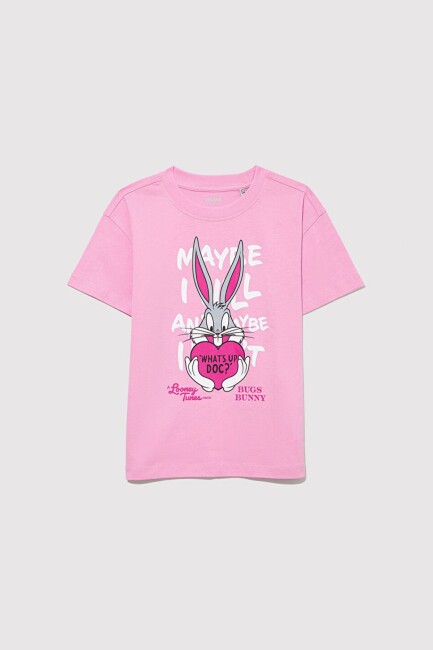 Kız Çocuk Bugs Bunny Baskılı Tişört 7610303-71038 Pembe 