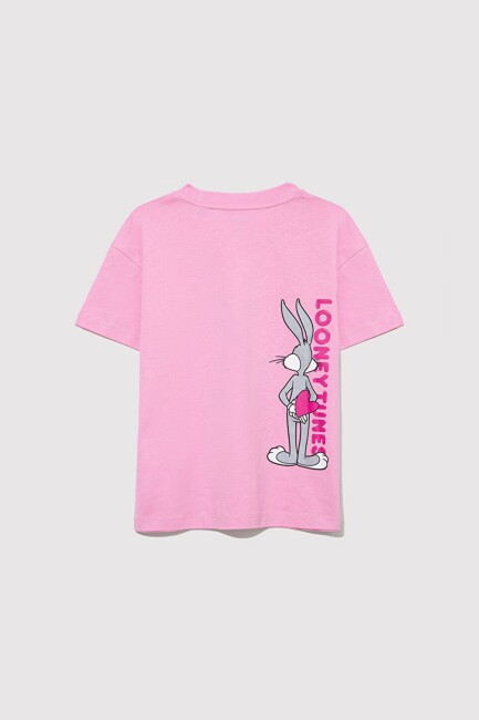 Kız Çocuk Bugs Bunny Baskılı Tişört 7610303-71038 Pembe  (1)