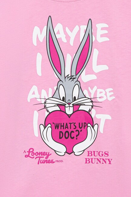 Kız Çocuk Bugs Bunny Baskılı Tişört 7610303-71038 Pembe  (2)