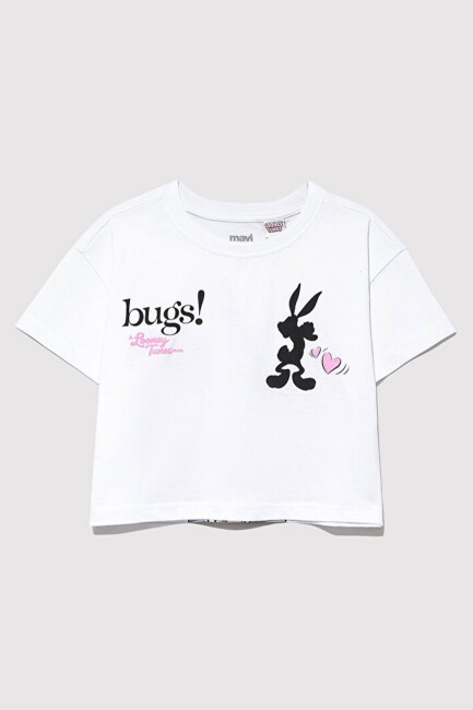 Kız Çocuk Bugs Bunny Baskılı Tişört 7610304-620 Beyaz 