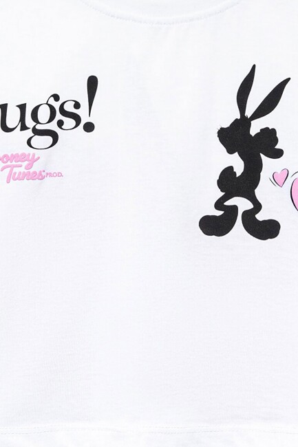 Kız Çocuk Bugs Bunny Baskılı Tişört 7610304-620 Beyaz  (2)