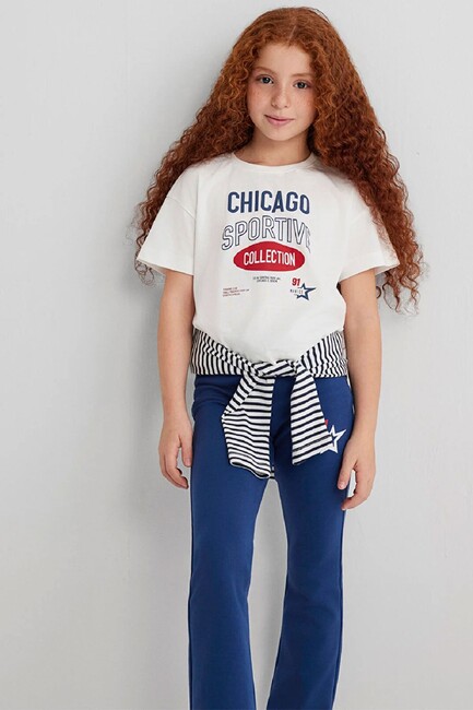 Kız Çocuk Chıcago Baskılı Tişört 7610344-70057 Ekru (1)