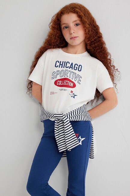 Kız Çocuk Chıcago Baskılı Tişört 7610344-70057 Ekru (2)