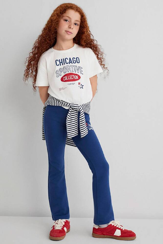 Kız Çocuk Chıcago Baskılı Tişört 7610344-70057 Ekru 