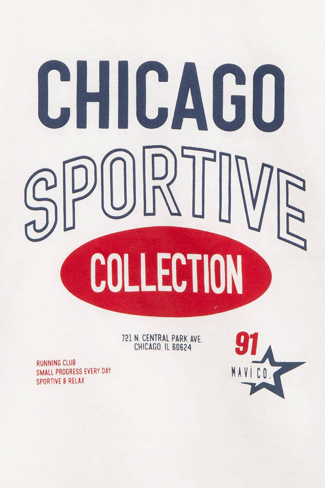 Kız Çocuk Chıcago Baskılı Tişört 7610344-70057 Ekru 