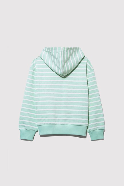 Kız Çocuk Çizgili Mavi Logo Sweat 7S10100-89148 Yeşil (3)