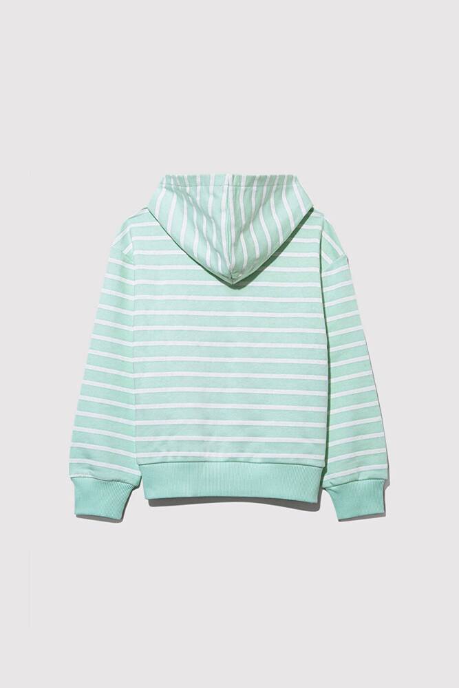 Kız Çocuk Çizgili Mavi Logo Sweat 7S10100-89148 Yeşil 