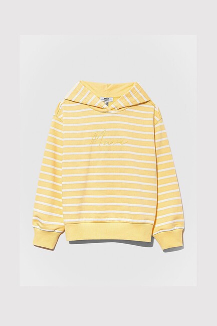 Kız Çocuk Çizgili Mavi Logo Sweat 7S10100-89149 Sarı (2)