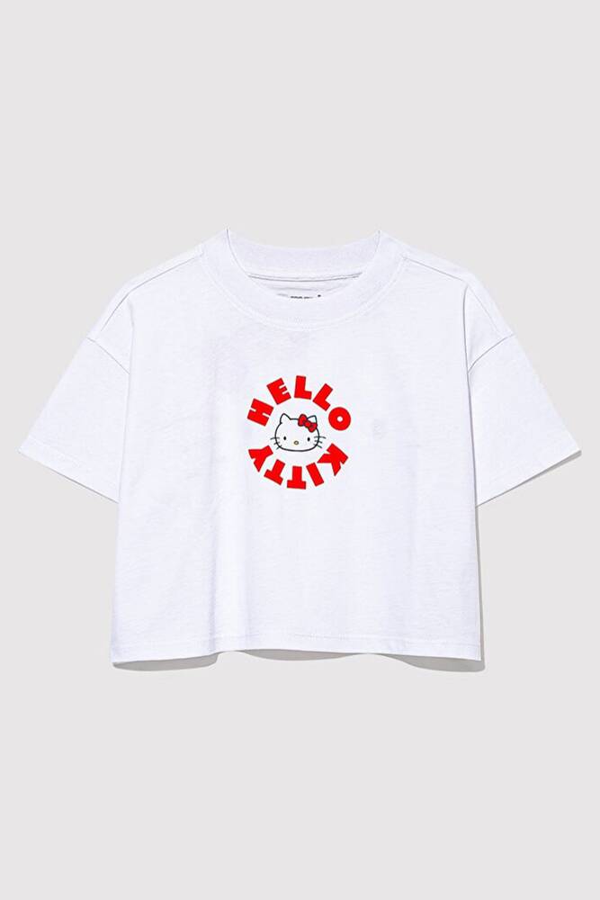Kız Çocuk Hello Kıtty Baskılı Tişört 7610307-620 Beyaz 