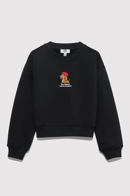 Kız Çocuk Köpek Baskılı Sweat 7S10132-900 Siyah (3)