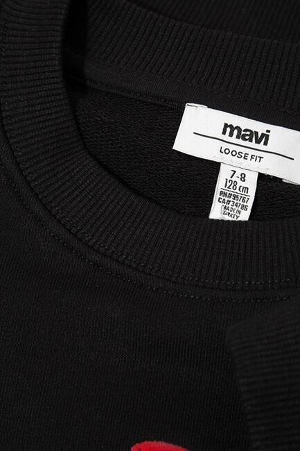 Kız Çocuk Köpek Baskılı Sweat 7S10132-900 Siyah - Thumbnail