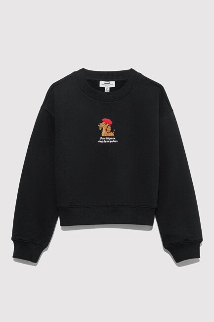 Kız Çocuk Köpek Baskılı Sweat 7S10132-900 Siyah (2)