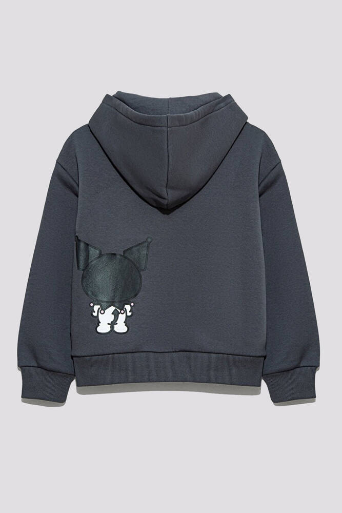 Kız Çocuk Kuromı Baskılı Fermuarlı Sweat 7S10167-85309 Gri 