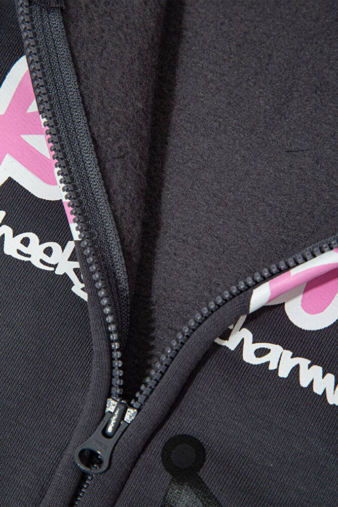 Kız Çocuk Kuromı Baskılı Fermuarlı Sweat 7S10167-85309 Gri 