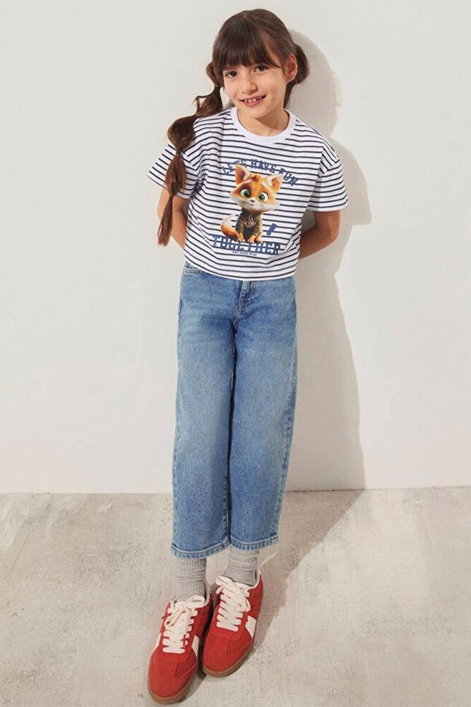 Kız Çocuk Let's Have Fun Baskılı Tişört 7610280-85308 Gri 