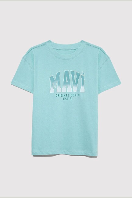 Kız Çocuk Logo Baskılı Tişört 7610386-71748 Turkuaz (2)