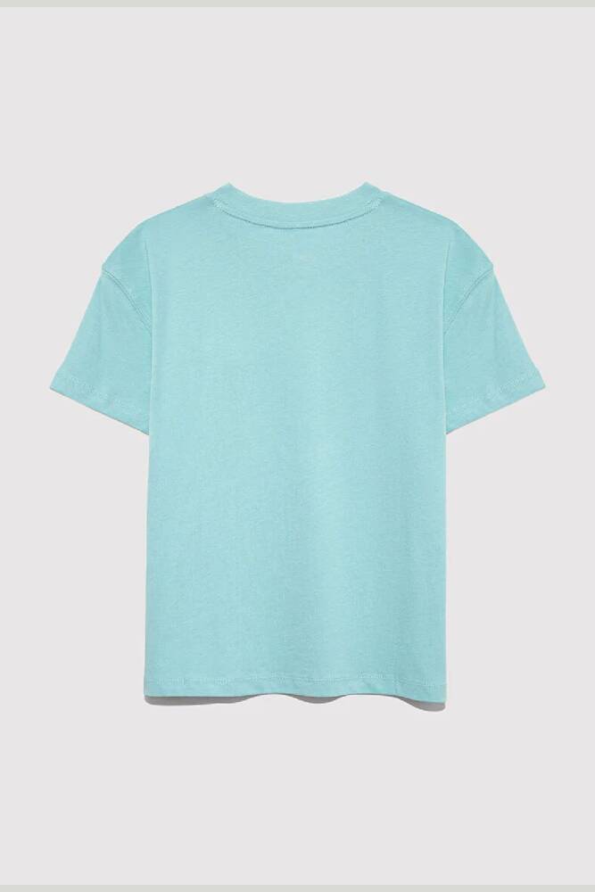 Kız Çocuk Logo Baskılı Tişört 7610386-71748 Turkuaz 