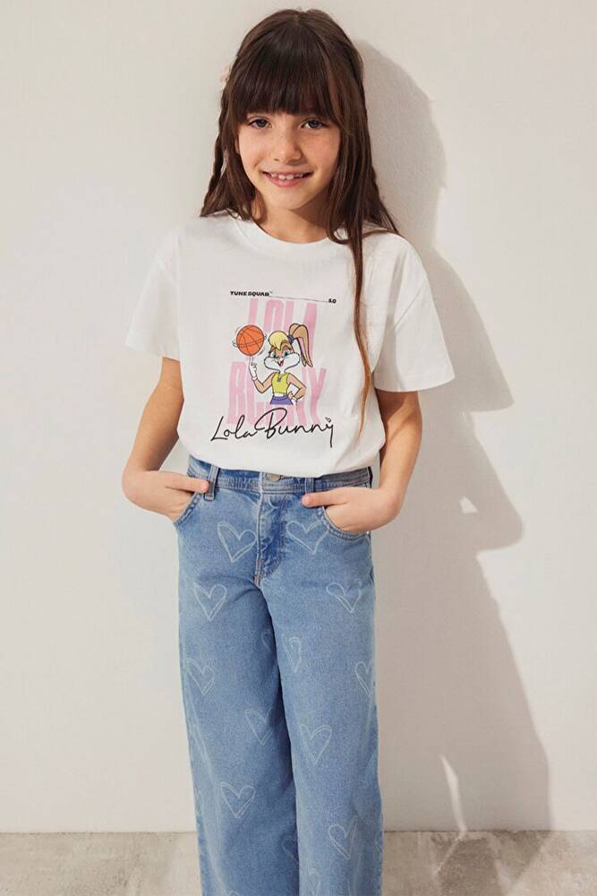 Kız Çocuk Lola Bunny Baskılı Tişört 7610289-70057 Beyaz 