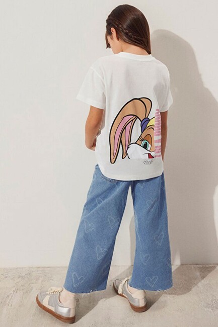 Kız Çocuk Lola Bunny Baskılı Tişört 7610289-70057 Beyaz (2)