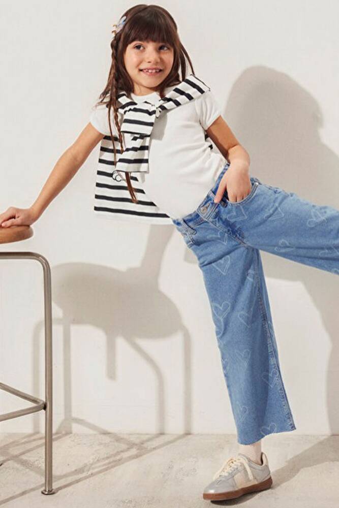 Kız Çocuk Lori Heart Baskılı Jean Pantolon 7010036-89486 Mavi 