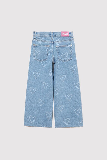 Kız Çocuk Lori Heart Baskılı Jean Pantolon 7010036-89486 Mavi - Thumbnail