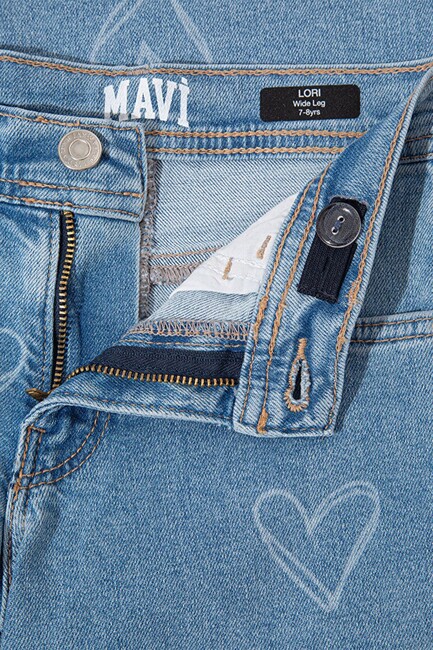 Kız Çocuk Lori Heart Baskılı Jean Pantolon 7010036-89486 Mavi - Thumbnail