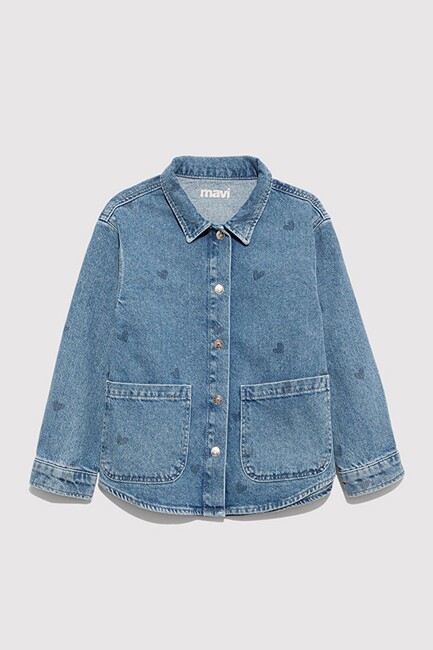 Kız Çocuk Lulu Denim Gömlek 7210002-90880 Mavi (2)