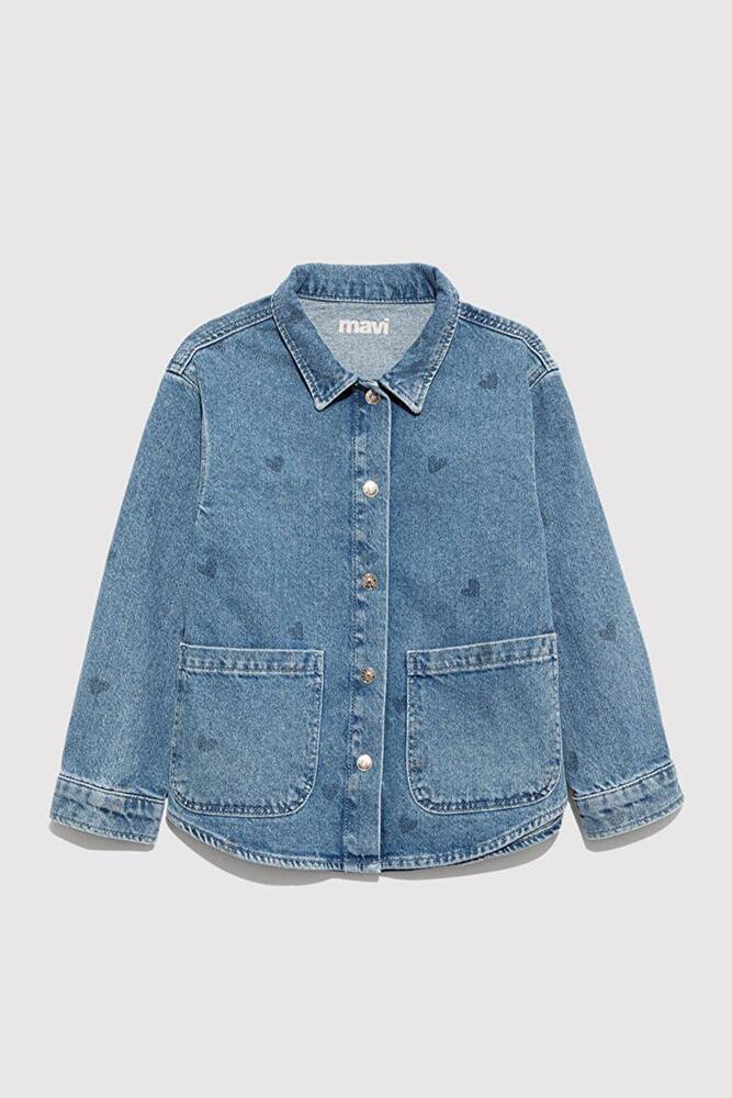 Kız Çocuk Lulu Denim Gömlek 7210002-90880 Mavi 